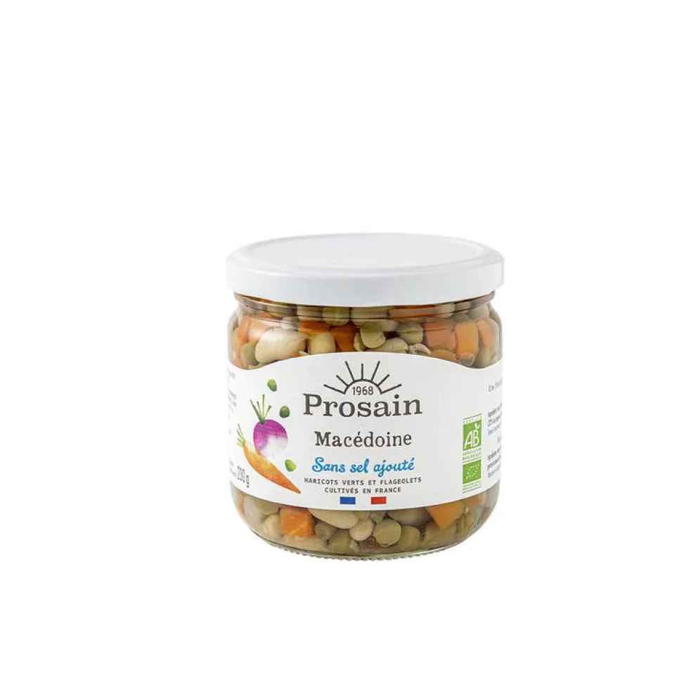 Macédoine bio sans sel ajouté en bocal de 345 g