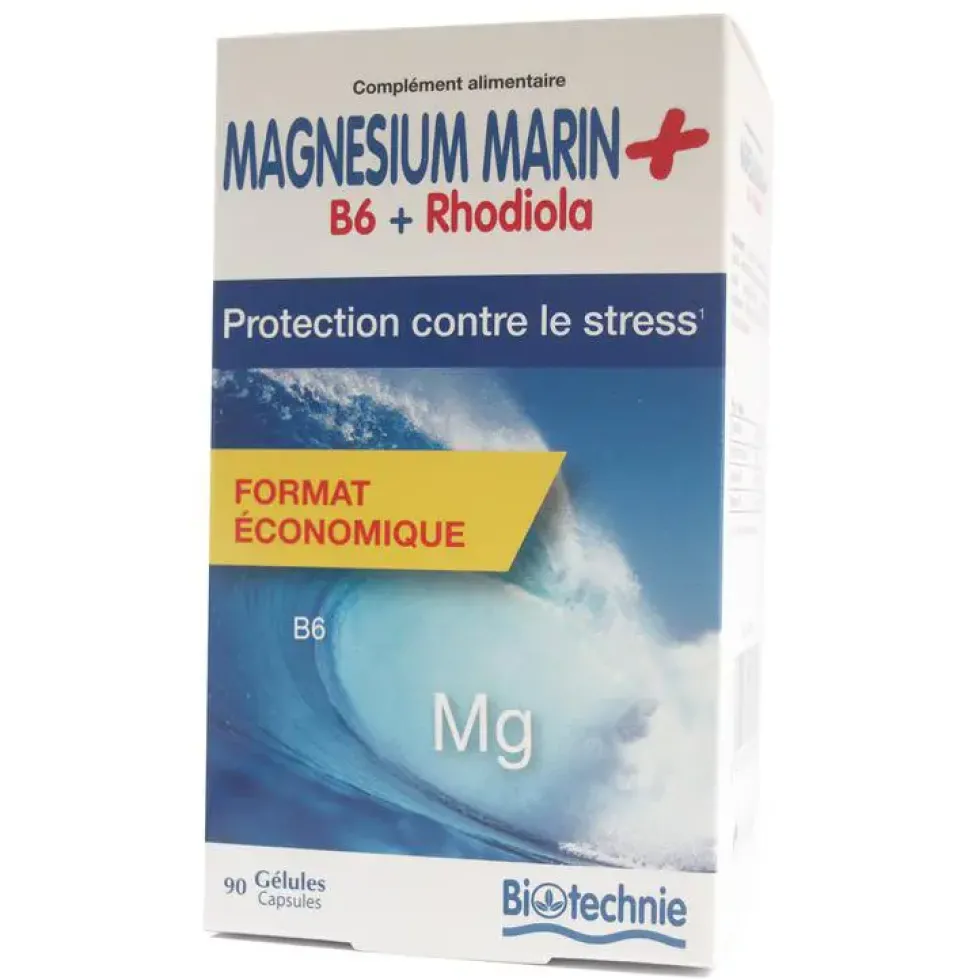 Magnésium marin et rhodiola contre le stress en format de 90 gélules