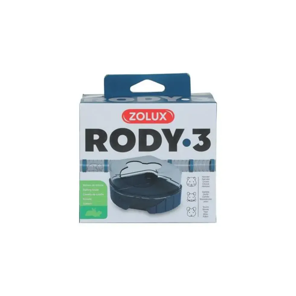 Maison de toilette pour les rongeurs en plastique coloris bleu Zolux Rody3 – 10,5 x 14,3 x 7 cm