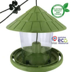 Mangeoire pour oiseaux en plastique 100 % recyclé coloris vert Natures Market Émilie - 21,7 x 20 cm
