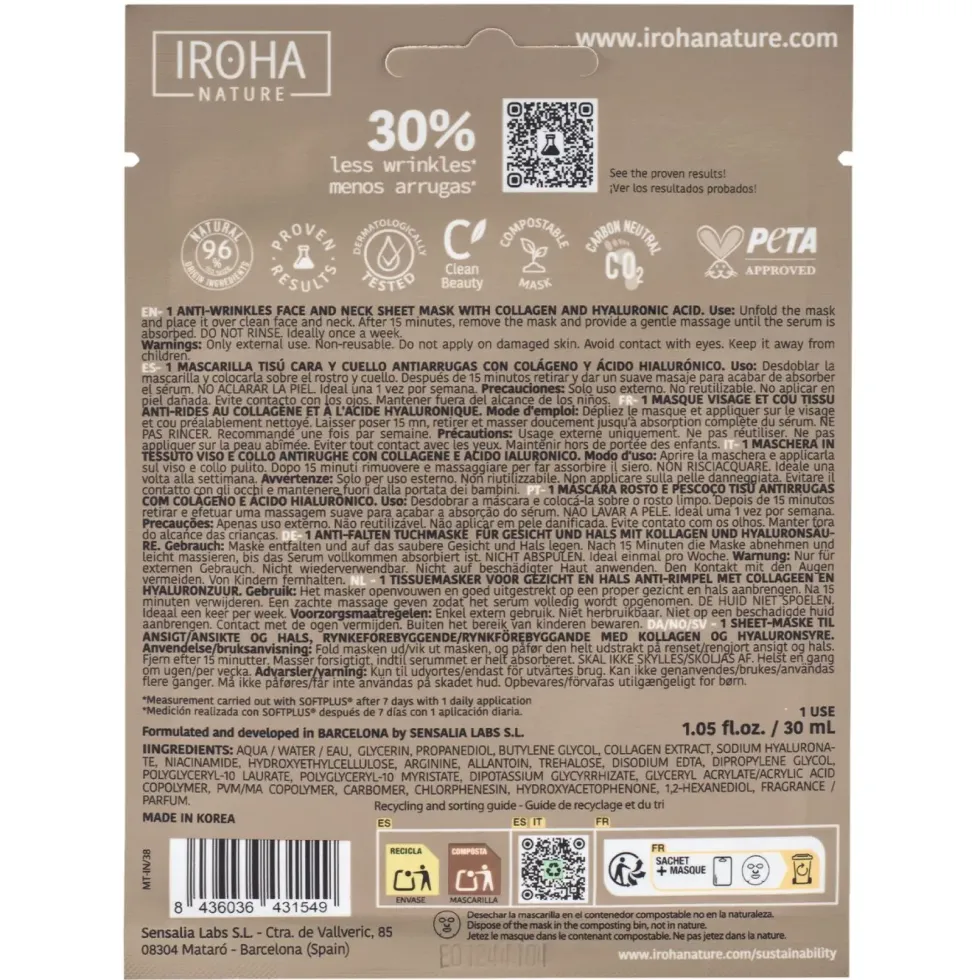 Masque visage et cou au collagène Iroha Nature