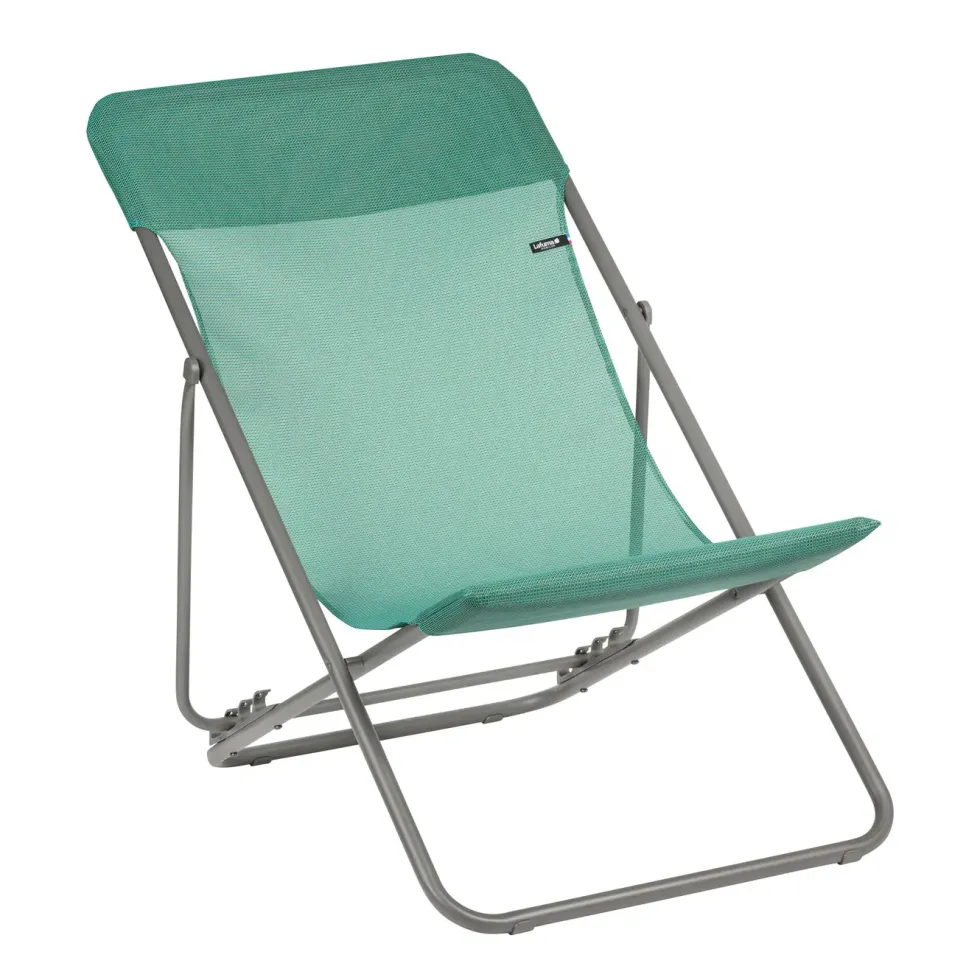 Maxi transat en tube acier et toile Batyline vert chlorophylle Lafuma - 62 x 83 x 94 cm