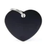 Médaille basic grand cœur pour chien en aluminium noir
