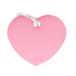 Médaille basic grand cœur pour chien en aluminium rose