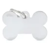 Médaille basic grand os pour chien en laiton argenté