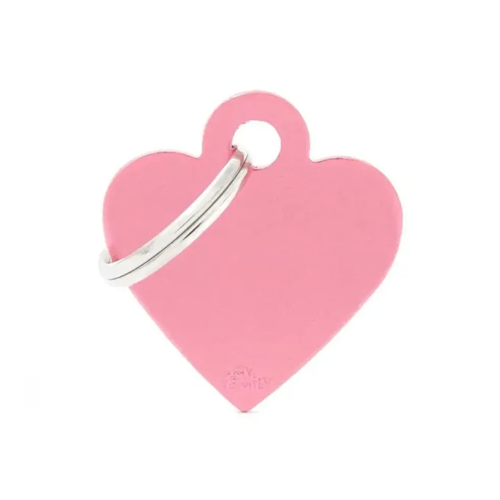 Médaille basic petit cœur pour chien en aluminium rose