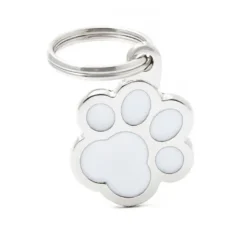 Médaille classic patte blanche pour chien en acier