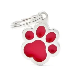 Médaille classic patte rouge pour chien en acier