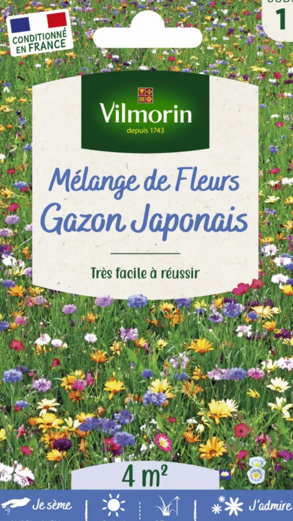 Mélange de fleurs Gazon Japonais Vilmorin - graines à semer pour 4 m² de surface