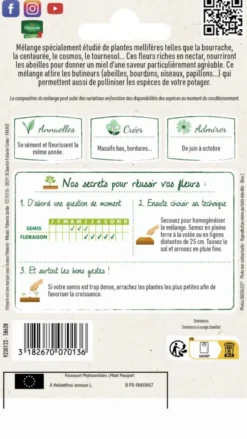 Mélange de fleurs mellifères Vilmorin - graines à semer pour 4 m² de surface