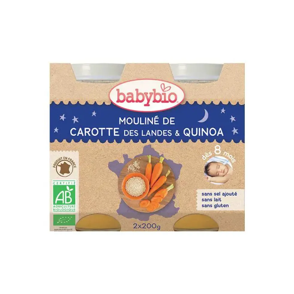 Mouliné de carotte des Landes et quinoa bonne nuit Babybio 2 x 200 g