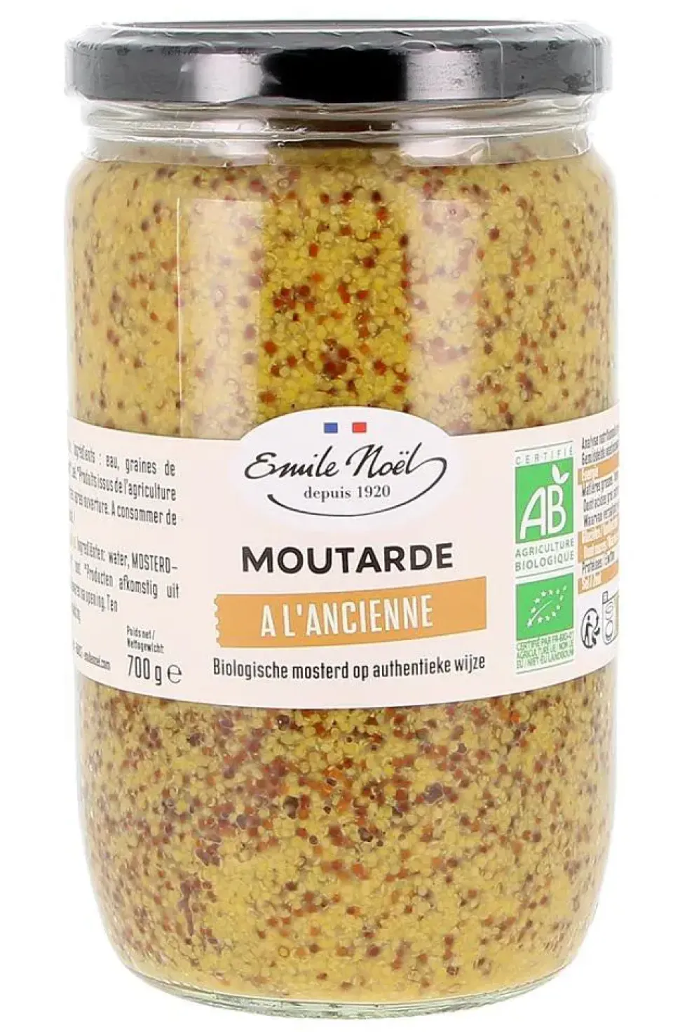 Moutarde à l'ancienne bio en pot de 700 g