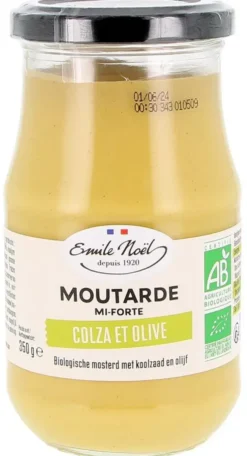 Moutarde mi forte colza et olives bio en pot de 190 g