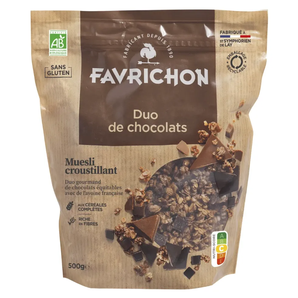 Muesli croustillant duo de chocolats bio Favrichon - 500 g