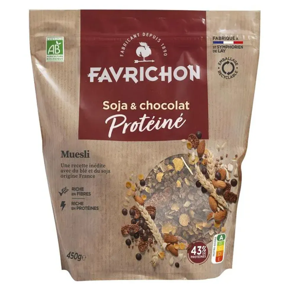 Muesli protéiné bio soja et chocolat Favrichon - 450 g