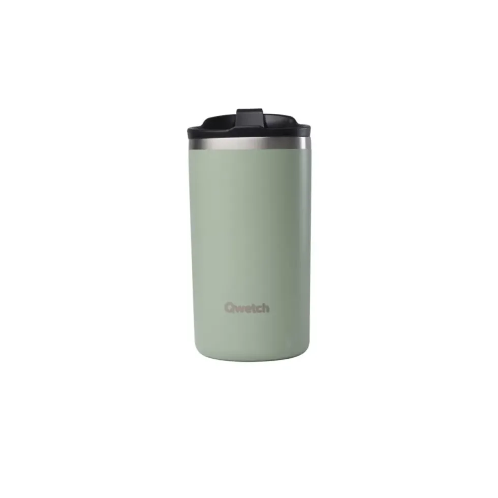 Mug isotherme en inox recyclé coloris vert tilleul Qwetch Matt Travel - 350 ml