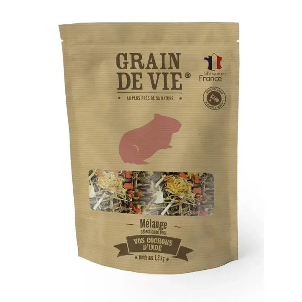 Nourriture aux aliments complets pour cochons d'inde Grain de vie - 1,3 kg