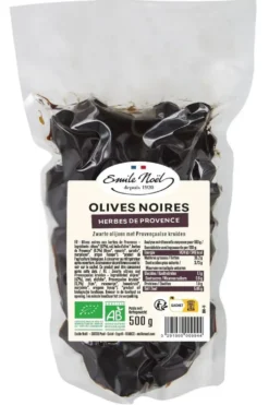 Olives noires aux herbes de Provence bio en sachet de 500 g