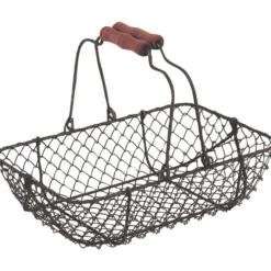 Panier anses mobiles grillagé 28x19x7,5-21 cm