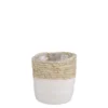 Panier cache-pot coloris blanc en jute Rachel Mica Decorations - 14 x Ø 14 cm