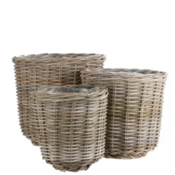 Panier rond haut en osier gris Marcia - Ø 43 x H 40 cm