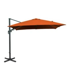Parasol déporté carré en aluminium coloris brique - 300 x 300 cm