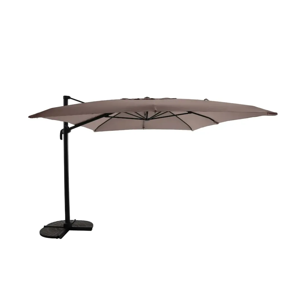 Parasol déporté rectangulaire coloris taupe chiné - 400 x 300 cm