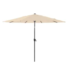 Parasol droit rond en aluminium coloris écru - Ø 350 cm