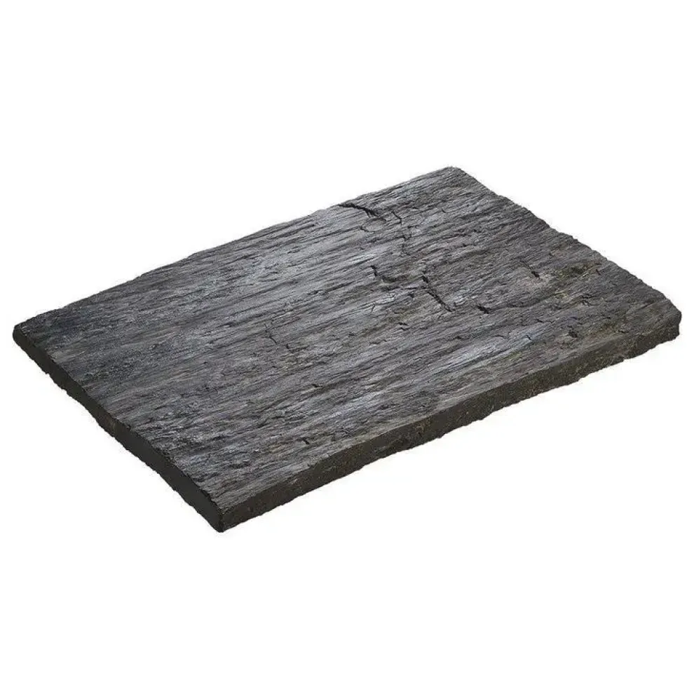 Pas de cheminement rectangle en béton coulé ton ardoise aspect schiste Hairie Grandon - 40 x 29 cm
