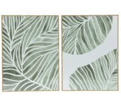 Peinture motif feuilles sur toile canevas vert - 30 x 40 cm
