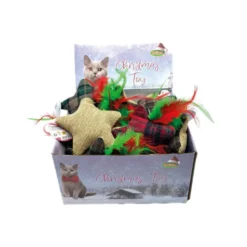 Peluche de Noël pour chat motif tartan coloris multicolore en forme d'étoile Bubimex - 11 cm