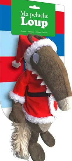 Peluche Loup habillée en père Noël Auzou