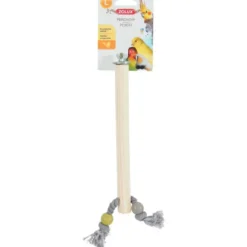 Perchoir en bois avec une corde pour les oiseaux exotiques coloris multicolore Zolux - L. 6 x l. 2.5 x H. 30 cm