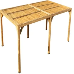 Pergola coloris beige en bois traité très haute température - 3,41 x 6,14 m