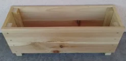 Petite jardinière coloris beige en bois - 45 x 14 x 18 cm