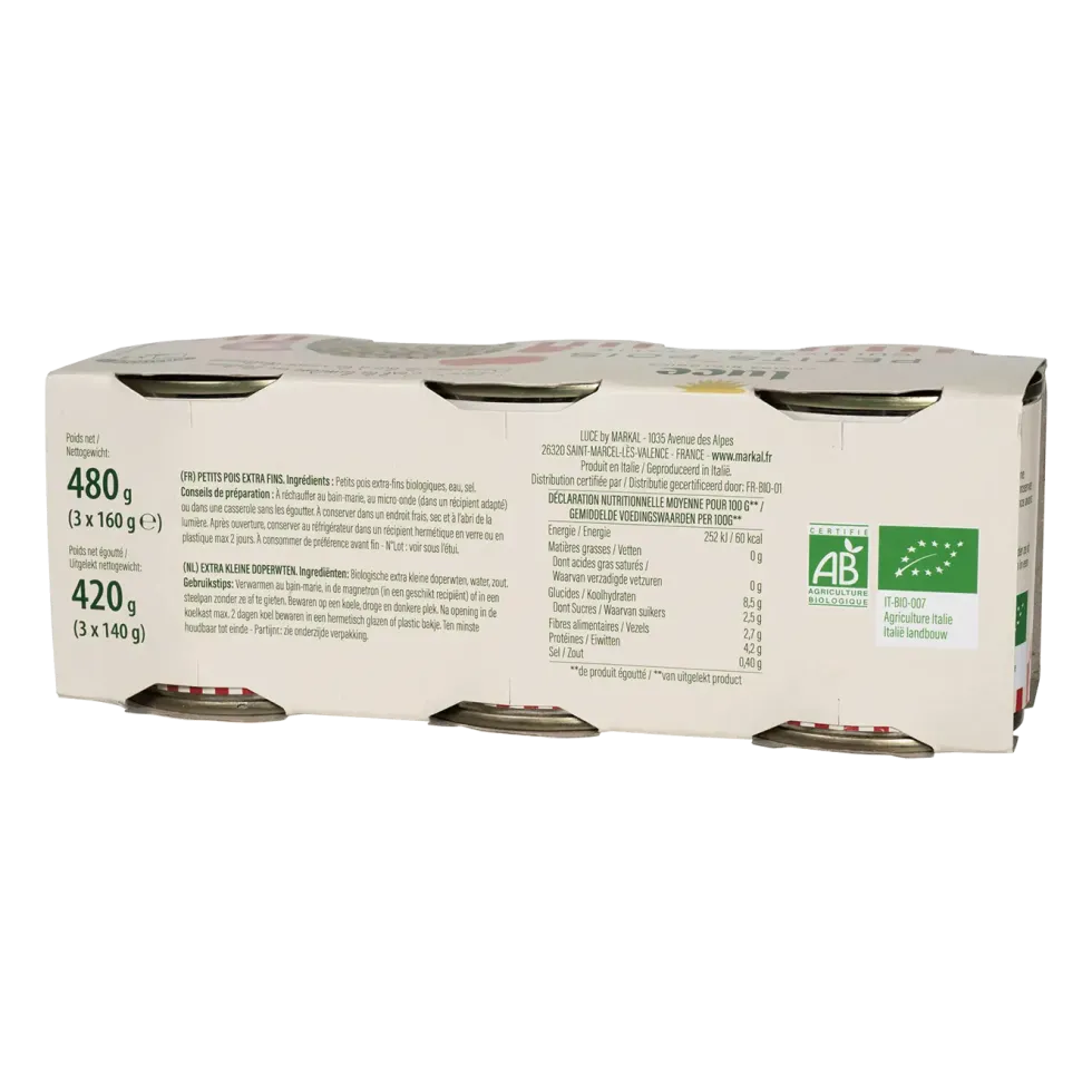 Petit pois bio Luce - 3 x 200 g