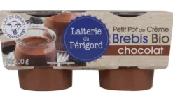 Petit pot de crème brebis bio au chocolat Laiterie du Périgord - 2 x 100 g