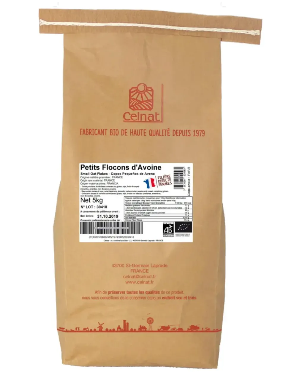 Petits flocons d'avoine bio - Prix au kilo