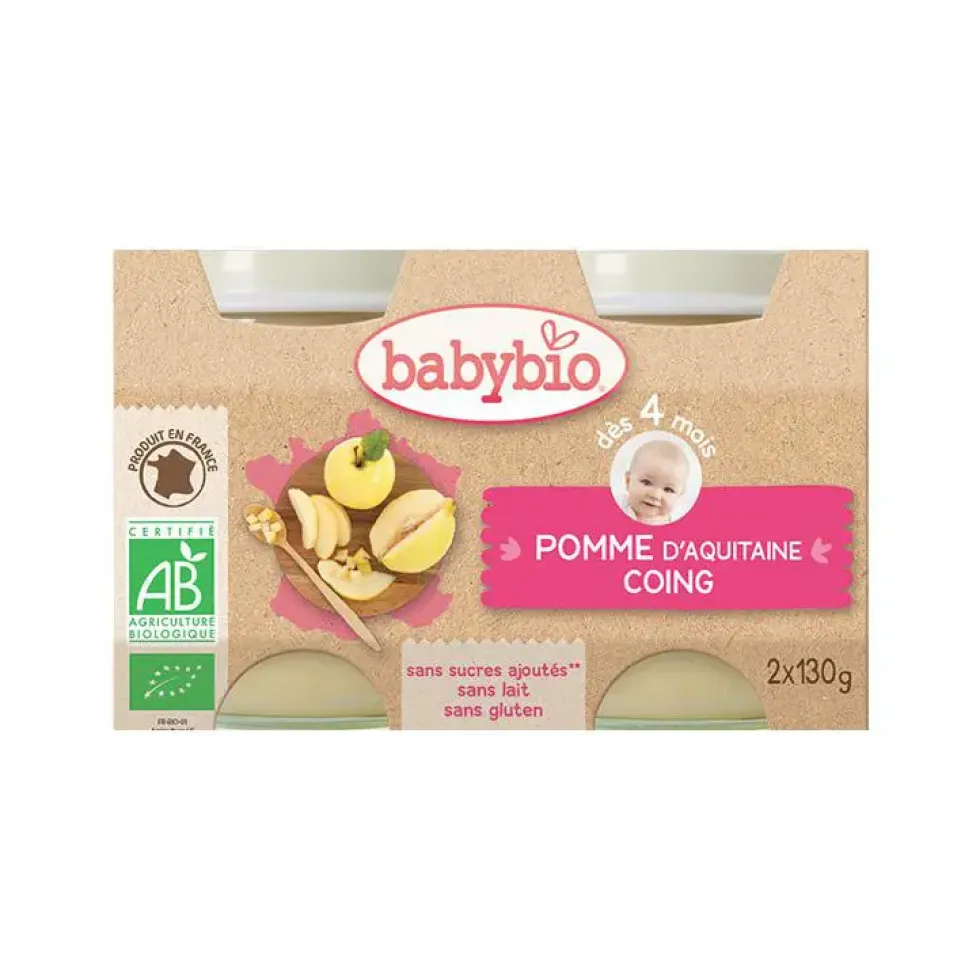 Petits pots pomme et coing Babybio 2 x 130 g