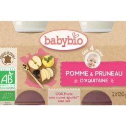 Petits pots pomme et pruneau Babybio 2 x 130 g