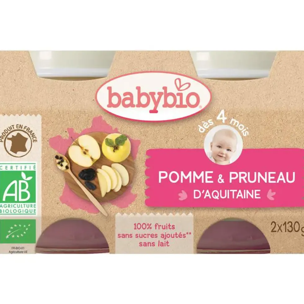 Petits pots pomme et pruneau Babybio 2 x 130 g