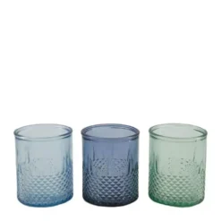 Photophore en verre effet gaufré - Ø 9 x H 11 cm