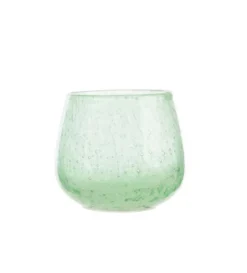 Photophore rond coloris vert en verre - 8,5 x 9 cm