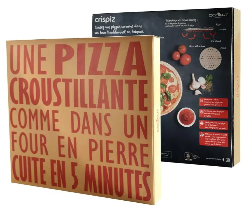 Pierre à pizza coloris beige en cordiérite - 40 x 40 x 3,5 cm