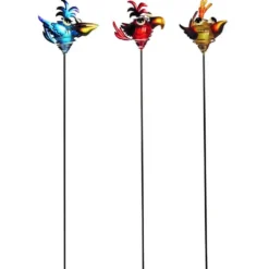 Pique solaire oiseau en métal et plastique à LED