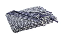 Plaid décoratif chenille et pompons coloris multicolore en coton - 130 x 170 cm
