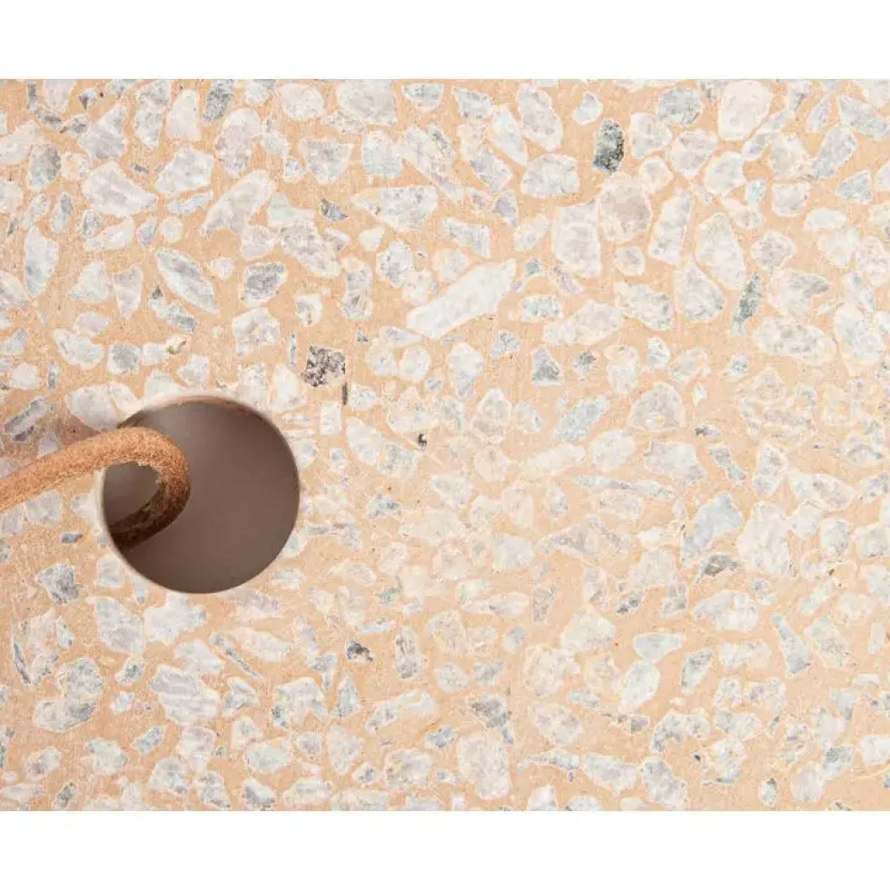 Planche à découper Terrazo beige avec cordelette en cuir 40x23 cm