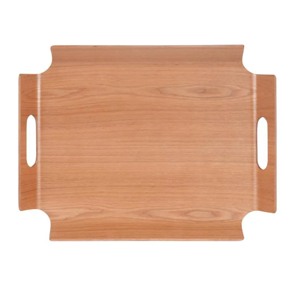 Plateau "no angle" coloris marron en bois de bambou - 39,5 x 28,5 cm