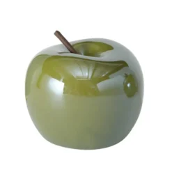 Pomme déco décorative en poterie verte Perly verte modèle - Ø 11 x H 9 cm