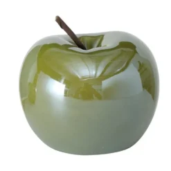 Pomme décorative en poterie verte Perly verte petit modèle - Ø 7 x H 7 cm